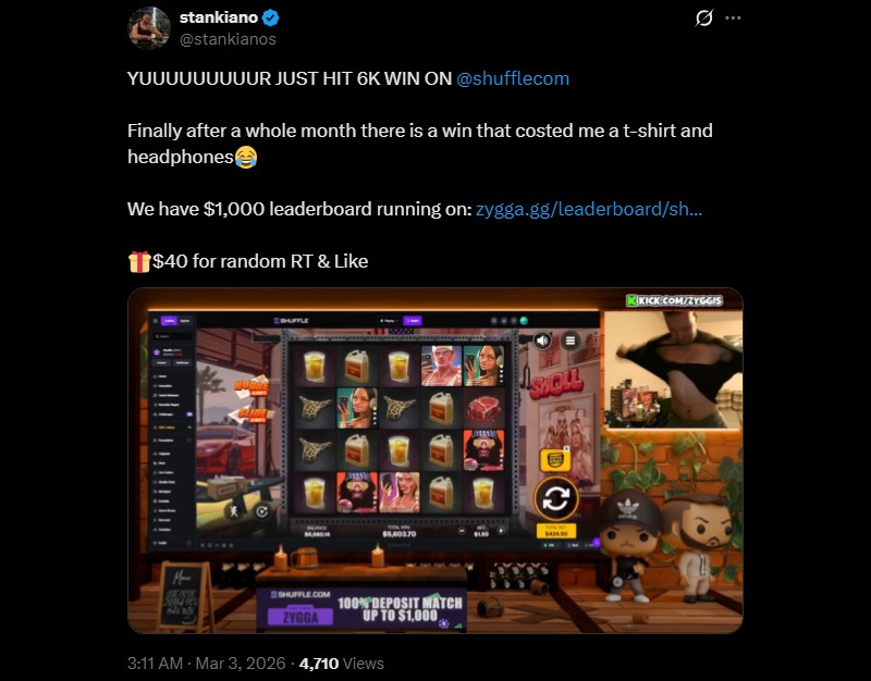 Twitter Zyggis 6K Win at Shuffle